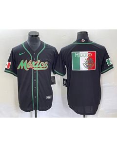 Men's Mexico Baseball 2023 Black World Baseball Classic Team Big Logo Stitched Jersey (2023)