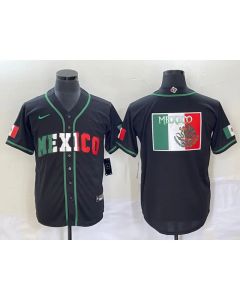 Men's Mexico Baseball 2023 Black World Baseball Classic Team Big Logo Stitched Jersey (Black)