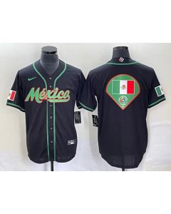 Men's Mexico Baseball 2023 Black World Baseball Classic Team Big Logo Stitched Jersey (Style 2)