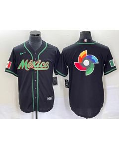 Men's Mexico Baseball 2023 Black World Baseball Classic Team Big Logo Stitched Jersey (Style 3)