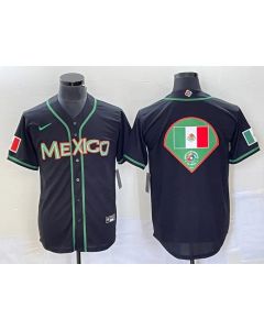 Men's Mexico Baseball 2023 Black World Baseball Classic Team Big Logo Stitched Jersey (Style 4)