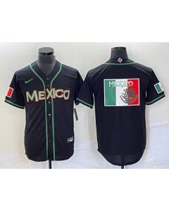 Men's Mexico Baseball 2023 Black World Baseball Classic Team Big Logo Stitched Jersey (Style 6)