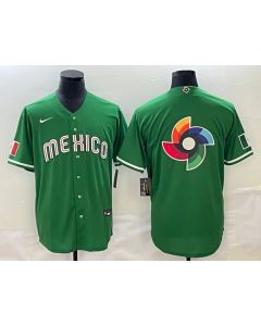 Men's Mexico Baseball 2023 Green World Baseball Big Logo Classic Stitched Jersey (Style 2)