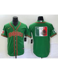 Men's Mexico Baseball 2023 Green World Baseball Classic Team Big Logo Stitched Jersey (Style 3)