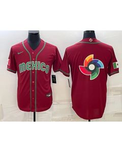 Men's Mexico Baseball 2023 Red World Baseball Big Logo Classic Stitched Jersey (Red)