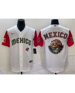 Men's Mexico Baseball 2023 White Team Big Logo World Baseball Classic Stitched Jersey (White)