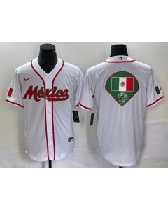 Men's Mexico Baseball 2023 White World Baseball Classic Team Big Logo Stitched Jersey (2023)
