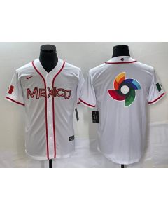 Men's Mexico Baseball 2023 White World Baseball Classic Team Big Logo Stitched Jersey (Style 2)