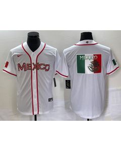 Men's Mexico Baseball 2023 White World Baseball Classic Team Big Logo Stitched Jersey (Style 3)
