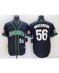 Men's Mexico Baseball #56 Randy Arozarena 2023 Black World Baseball Classic Stitched Jersey (Black)