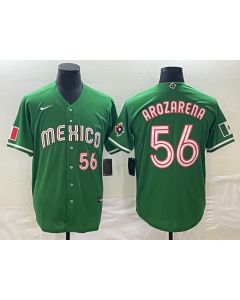 Men's Mexico Baseball #56 Randy Arozarena 2023 Green World Baseball Classic With Patch Stitched Jersey (Green)