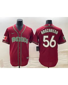 Men's Mexico Baseball #56 Randy Arozarena 2023 Red World Baseball Classic Stitched Jersey (2023)