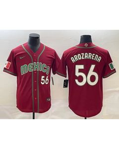 Men's Mexico Baseball #56 Randy Arozarena 2023 Red World Baseball Classic Stitched Jersey (Red)