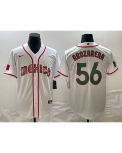 Men's Mexico Baseball #56 Randy Arozarena 2023 White World Baseball Classic Stitched Jersey (White)