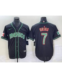 Men's Mexico Baseball #7 Julio Urias 2023 Black World Baseball Classic Stitched Jersey (2023)