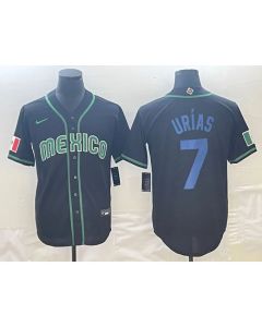Men's Mexico Baseball #7 Julio Urias 2023 Black World Baseball Classic Stitched Jersey (Black)