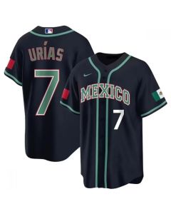 Men's Mexico Baseball #7 Julio Urias 2023 Black World Baseball Classic Stitched Jersey (Style 2)