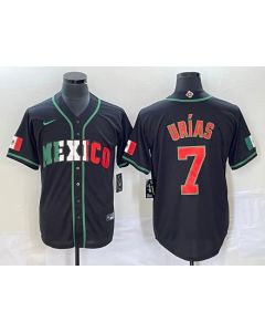 Men's Mexico Baseball #7 Julio Urias 2023 Black World Baseball With Patch Classic Stitched Jersey (2023)