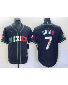Men's Mexico Baseball #7 Julio Urias 2023 Black World Baseball With Patch Classic Stitched Jersey (Black)