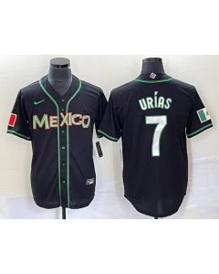 Men's Mexico Baseball #7 Julio Urias 2023 Black World Baseball With Patch Classic Stitched Jersey (Style 12)