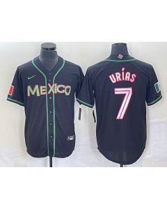 Men's Mexico Baseball #7 Julio Urias 2023 Black World Baseball With Patch Classic Stitched Jersey (Style 14)
