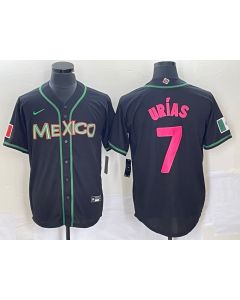Men's Mexico Baseball #7 Julio Urias 2023 Black World Baseball With Patch Classic Stitched Jersey (Style 15)