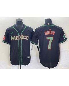 Men's Mexico Baseball #7 Julio Urias 2023 Black World Baseball With Patch Classic Stitched Jersey (Style 16)