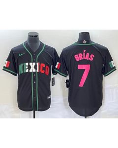 Men's Mexico Baseball #7 Julio Urias 2023 Black World Baseball With Patch Classic Stitched Jersey (Style 2)