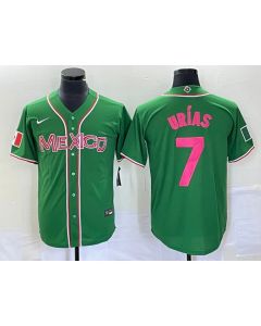 Men's Mexico Baseball #7 Julio Urias 2023 Green World Baseball With Patch Classic Stitched Jersey (Green)