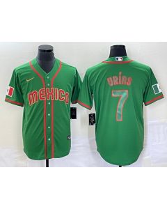 Men's Mexico Baseball #7 Julio Urias 2023 Green World Baseball With Patch Classic Stitched Jersey (Style 10)