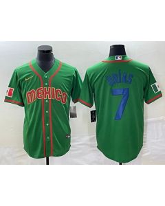 Men's Mexico Baseball #7 Julio Urias 2023 Green World Baseball With Patch Classic Stitched Jersey (Style 13)