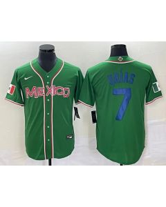 Men's Mexico Baseball #7 Julio Urias 2023 Green World Baseball With Patch Classic Stitched Jersey (Style 4)