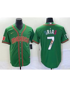 Men's Mexico Baseball #7 Julio Urias 2023 Green World Baseball With Patch Classic Stitched Jersey (Style 7)