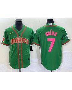 Men's Mexico Baseball #7 Julio Urias 2023 Green World Baseball With Patch Classic Stitched Jersey (Style 8)