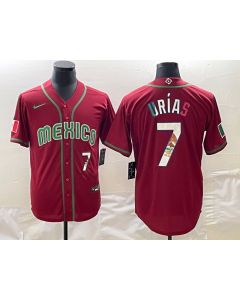Men's Mexico Baseball #7 Julio Urias 2023 Red World Baseball Classic Stitched Jersey (Style 2)