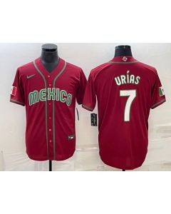 Men's Mexico Baseball #7 Julio Urias 2023 Red World Baseball Classic Stitched Jersey (Style 4)