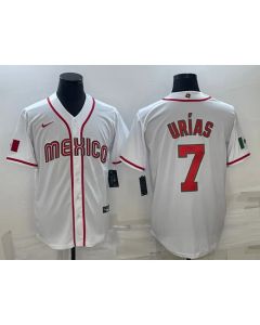 Men's Mexico Baseball #7 Julio Urias 2023 White World Baseball Classic Stitched Jersey (2023)