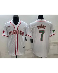 Men's Mexico Baseball #7 Julio Urias 2023 White World Baseball Classic Stitched Jersey (Style 2)