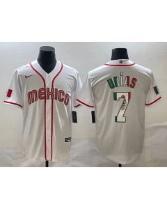 Men's Mexico Baseball #7 Julio Urias 2023 White World Baseball Classic Stitched Jersey (White)