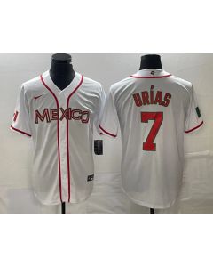 Men's Mexico Baseball #7 Julio Urias White 2023 World Baseball Classic Stitched Jersey (2023)