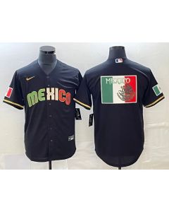 Men's Mexico Baseball Black 2023 World Baseball Classic Team Big Logo Stitched Jersey (2023)