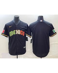 Men's Mexico Baseball Blank 2023 Black World Baseball Classic Stitched Jersey (Black)