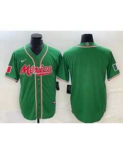 Men's Mexico Baseball Blank 2023 Green World Baseball Classic Stitched Jersey (Green)