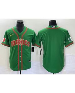 Men's Mexico Baseball Blank 2023 Green World Baseball With Patch Classic Stitched Jersey (Green)