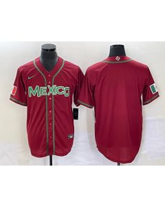 Men's Mexico Baseball Blank 2023 Red World Baseball Classic Stitched Jersey (Red)