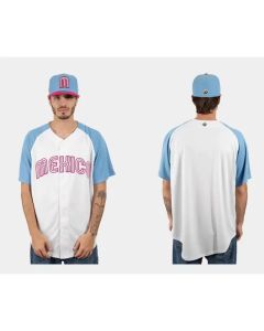 Men's Mexico Baseball Blank 2023 White Blue World Baseball Classic Stitched Jersey (Blue White)