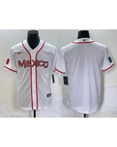 Men's Mexico Baseball Blank 2023 White World Baseball Classic Stitched Jersey (White)