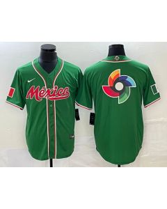 Men's Mexico Baseball Green 2023 World Baseball Classic Team Big Logo Stitched Jersey (2023)
