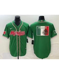 Men's Mexico Baseball Green 2023 World Baseball Classic Team Big Logo Stitched Jersey (Green)