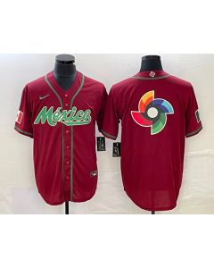 Men's Mexico Baseball Red 2023 World Baseball Classic Team Big Logo Stitched Jersey (2023)
